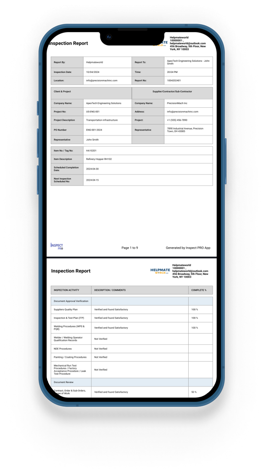 Engineering Inspection Report