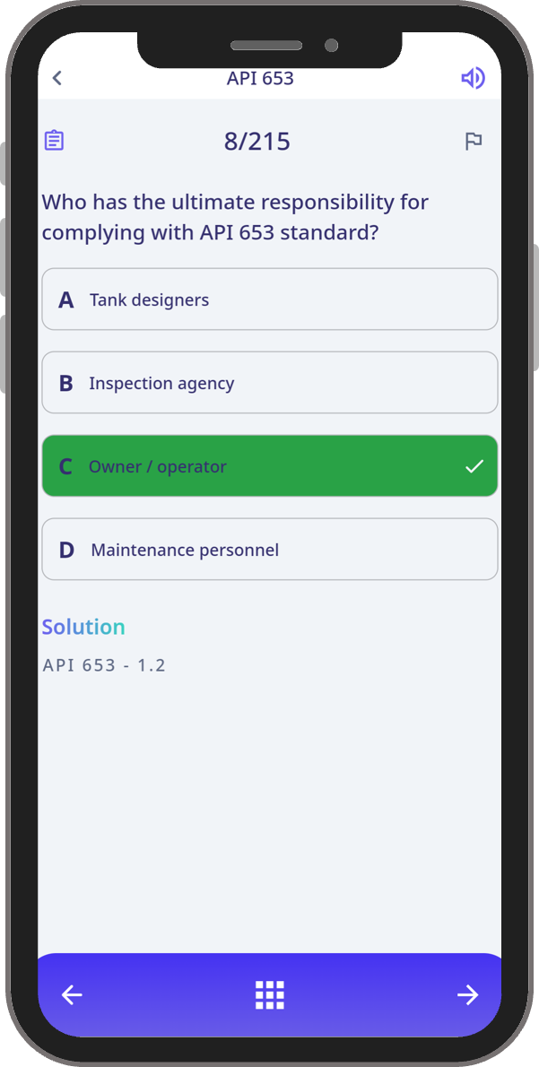 API 653 Closed book questions
